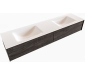 Mondiaz lush 180cm mueble de baño color dark brown con 2 cajones. con lavabo cloud doble 2 orificios color talc