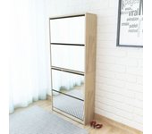 Vidaxl mueble zapatero 4 compartimentos espejo color roble 63x17x134cm