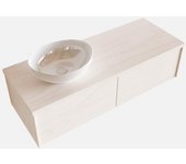 Mondiaz lush 120cm mueble de baño underlayment con 2 cajones. con lavabo izquierda sin orificios blanco brillo