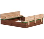Axi ella xl arenero para niños de madera en marrón y verde | caja de arena infantil con bancos y techo / tapa | cajas de arena 120 x 120 cm | juguetes