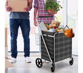 Carrito de compras plegable de metal con forro impermeable 150 kg plata