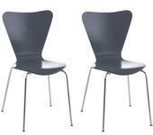 Conjunto de 2 sillas office de salón en madera gris y metal cds10012