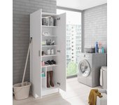 Armario multiusos 2 puertas portsmouth, mueble auxiliar, zapatero moderno, zapatero vertical, 59x37h180 cm, blanco