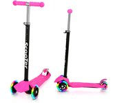 Scooter infantil con 3 ruedas iluminadas led, altura ajustable, regalo para niños, color rosa