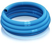 Wiltec manguera de piscina 12 m ⌀38 mm 190 g/m azul con manguitos, manguera de bomba para piscinas, tubo de aspiración, manguera solar