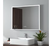 Emke espejo de baño con luz, con repisa, interruptor táctil, antivaho, 80x60cm luz blanca fría