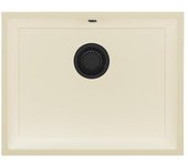 Granitemy universal fregadero de granito beige arena 55x40 cm para montaje sobre encimera, bajo encimera y a ras de encimera con tapón negro 12089680