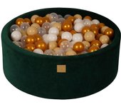 Meowbaby piscina de bolas, round seca para niños, verde oscuro : dorado/beige/blanco/transparente, 200 pcs, 90x30cm