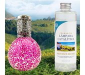 Lámpara catalítica mosaico fucsia + aroma provence breeze 200 ml - elimina malos olores e impurezas, perfuma y mejora la calidad del aire