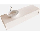 Mondiaz lush 150cm mueble de baño underlayment con 2 cajones. con lavabo izquierda 1 orificio blanco brillo