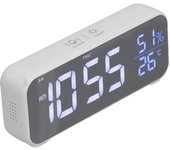 Reloj despertador digital, reloj despertador musical digital led, reloj eléctrico de madera con puertos usb, fecha, día laborable, temperatura para of