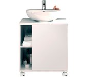 Mueble baño bajo lavabo pie armario auxiliar para lavabos con /sin pedestal 64x59x45 almacenaje, briebe, blanco, esencia