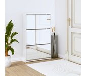 Vidaxl mueble zapatero y espejo 3 niveles blanco brillo 63x17x102,5 cm