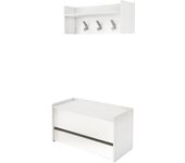 Mueble de entrada actinolite, entrada moderna con perchero, armario con zapatero, armario multifuncional, 50 x 32 x 182 cm, blanco