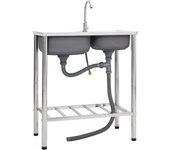 Fregadero de camping doble con grifo de acero inoxidable 02_0002436