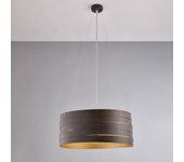 Mambo - lámpara colgante negra con efecto óxido exterior, interior dorado y cables de acero, 3 luces