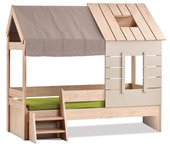 Cama infantil casita aglomerado gris 90x200cm