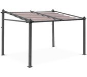 Pérgola 3x4m de aluminio con cubierta corredera, murum, pardo, 355x290x251 cm