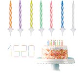 Kit de 1520 velas para cumpleaños, con soportes, decoración para tartas, 6 cm, multicolor