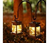 Juego de 2 faroles solares para decoración de jardín al aire libre, 13 cm de altura, impermeables, cadena de luces led para jardín, patio, terraza