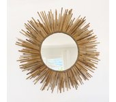 Espejo decorativo redondo de pared de cañas de bambú natural, cañizo y fibras naturales, decoración de hogar - mirror texas sauvage 40cm