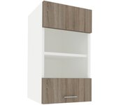 Mueble alto haaus karo, 1 puerta de cristal, roble sonoma oscuro/blanco, 40 x 30 x 60 cm