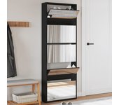 Vidaxl mueble zapatero con espejo 5 niveles negro 63x17x169,5 cm