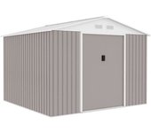 Caseta de jardín de metal 7,06 m² 277 x 255 x 202 cm kit de anclaje incluido taupe