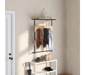 Perchero de pared de entrada con 6 ganchos y estante de almacenamiento, perchero colgante con marco de metal para baño, pasillo, salón, dormitorio