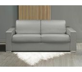 Sofá cama italiano 3 plazas piel sintética calito - gris - cama 140 cm - colchón 18 cm