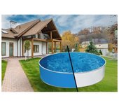 Piscina redonda azuro 2,4 x 0,9 m, azul o blanco, liner, filtro, skimmer, escalera y agujeros en el eje