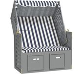 Strandkorb con dosel de resina de mimbre y madera maciza azul blanco 02_0012168