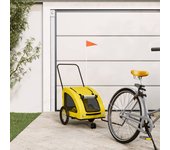 Vidaxl remolque de bicicleta mascotas hierro tela oxford amarillo