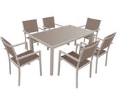 Conjunto de jardín bergamo en textileno topo 6 plazas aluminio topo