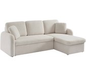 Sofá cama con rizos blancos de 3 plazas, milano, blanco, 220x83x85 cm