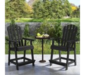 Silla adirondack alta de hdpe, taburete de bar exterior resistente a las inclemencias del tiempo carga 150 kg para jardín, negro