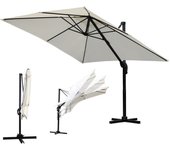 300x300cm tiltable offset shade, foldable outdoor garden shade, 360° rotating crossed base uv50+ protection,beige