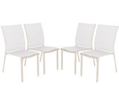 Silla de jardín apilable de aluminio y textilene, set de 4, cleveland, beige, 64.5x45.5x89.5 cm