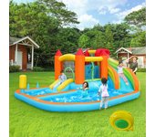 Castillo inflable para niños, parque infantil con tobogán, trampolín, piscina y pistola de agua para niños de 3 a 8 años.