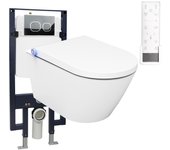 Bernstein - base de cerámica para wc japonés, wc japonés de limpieza + mando a distancia - 38,4x59,3x38cm - pro+ 1102 - placa de vidrio negra