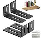 Paquete de 4 soportes metálicos negros de 83,8 x 30,1 mm, soportes fijos con ángulo de montaje en l de 90°, aptos para mesas, sillas y estantería