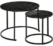Juego de 2 mesas auxiliares homcom acero y mdf negro 60x60x46 cm 839-237bk