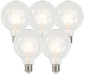 Set de 5 bombillas led e27 regulables g95 5w 470lm 2700k