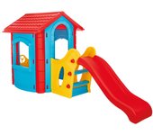 Caseta infantil de plástico con tobogán happy house with slide