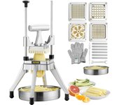 Cortador de frutas y verduras cortador de patatas fritas de camote de acero inoxidable de 4 hojas 1/4 3/8 1/2 cortador de 6 piezas con bandeja vevor