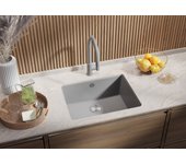 Primagran fregadero bajo encimera gris 56x44cm, fregadero cocina 1 seno + sifón, fregadero granito al mueble 60cm - venecia easy