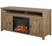 Farmington|mueble bajo con chimenea eléctrica en imitación roble