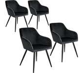 Juego de 4 sillas patas negras salón asiento cocina comedor diseño elegante terciopelo negro 08_0000080