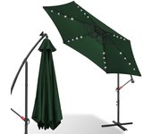 Sombrilla con led, sombrilla de jardín con 8 puntales, sombrilla basculante, sombrilla de terraza para jardín, playa, piscina y cafetería 350 cm verde