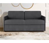 Sofá cama italiano 3 plazas de tela calife - gris - cama 140 cm - colchón 18 cm
